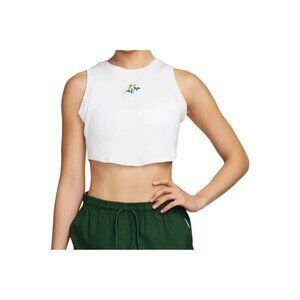 Nike Women's Sportswear Essential Cropped Ribbed Tank Top - White XL New
